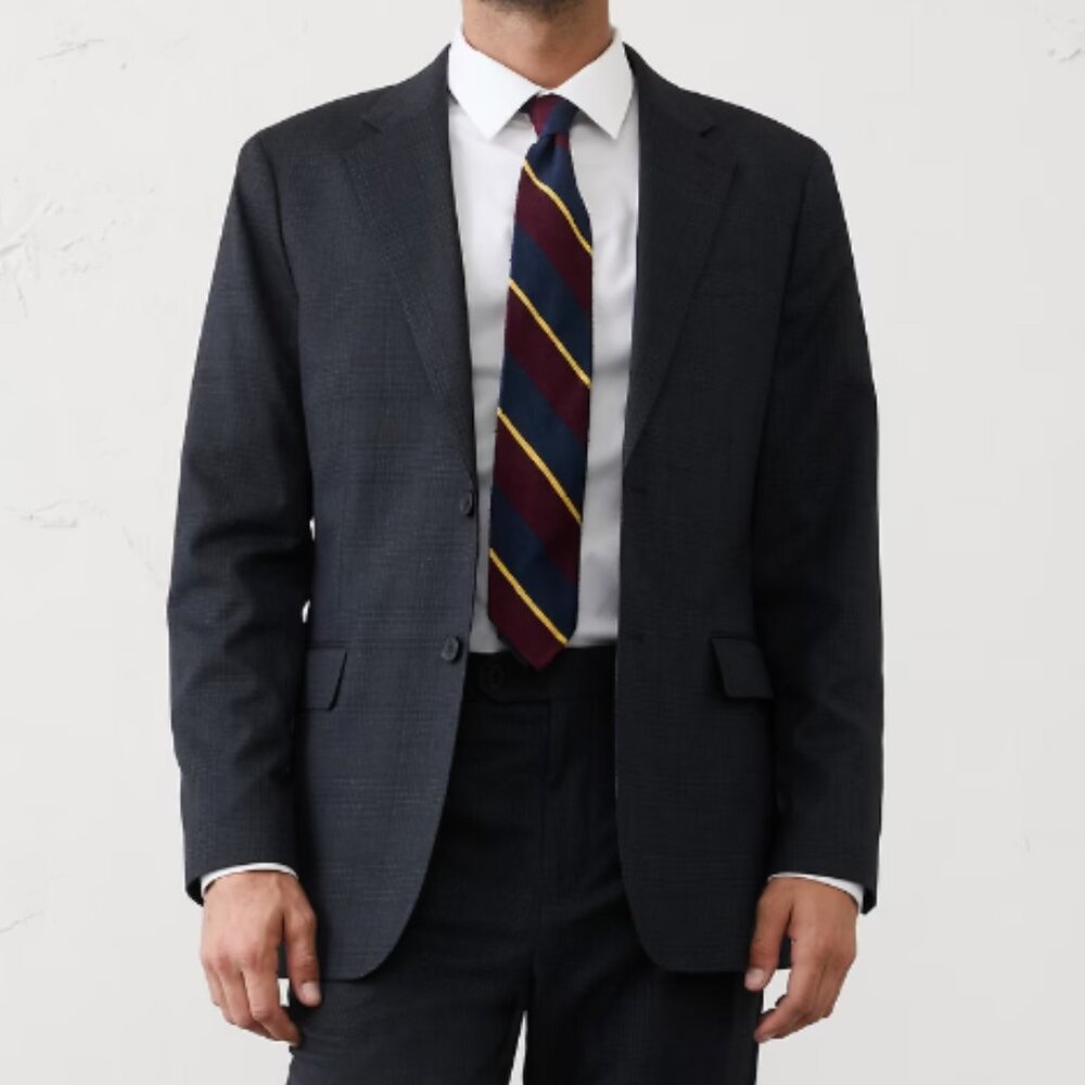 Banana Republic Men's Navy Tailored-Fit Glen Plaid Jacket, 42R, NWT